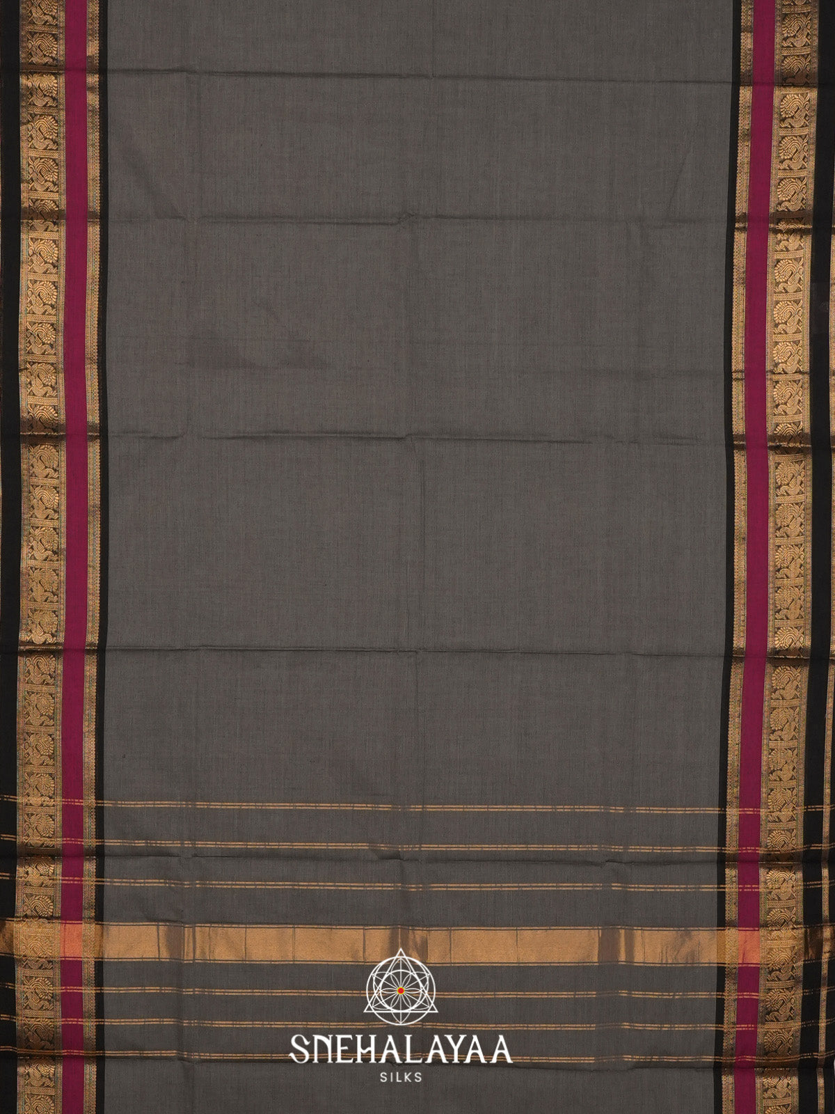 Grey Handloom Cotton Saree
