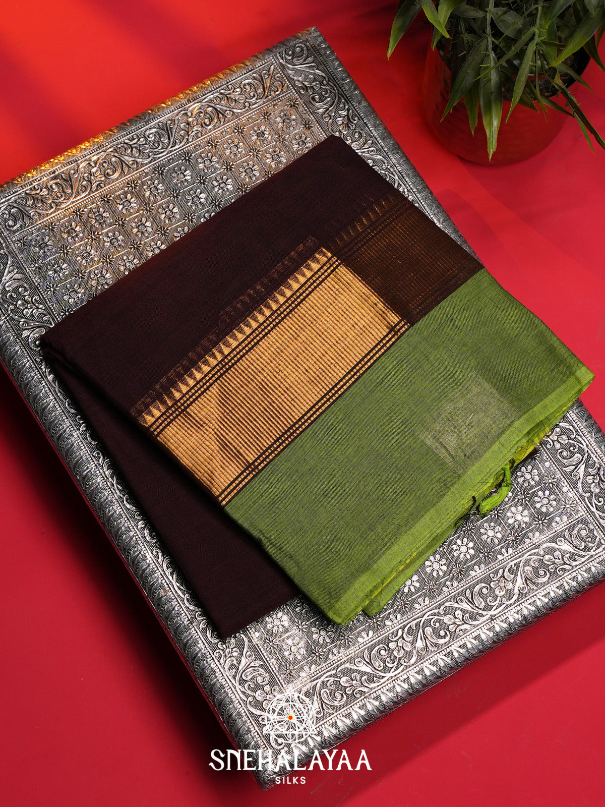 Coffee Brown Handloom Cotton Saree