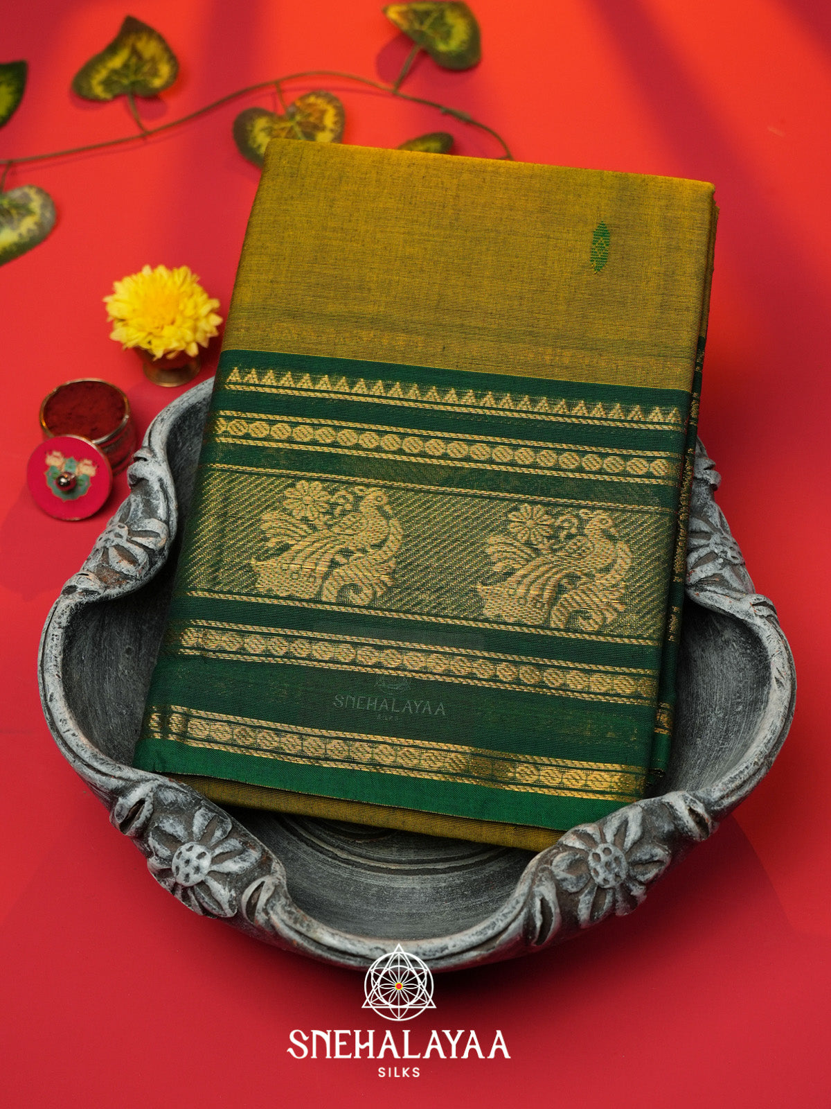 Moss Green Handloom Cotton Saree