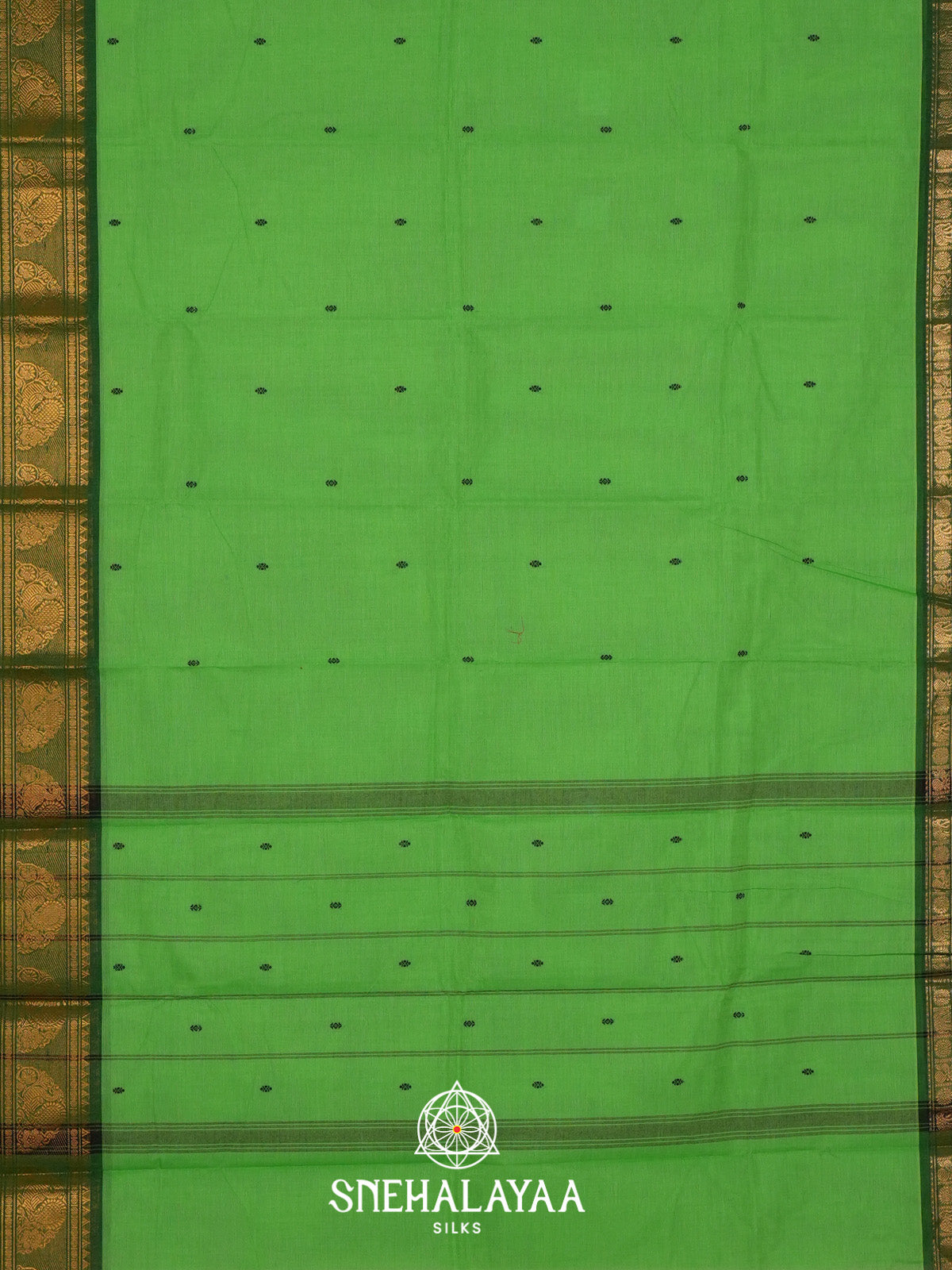 Parrot Green Handloom Cotton Saree