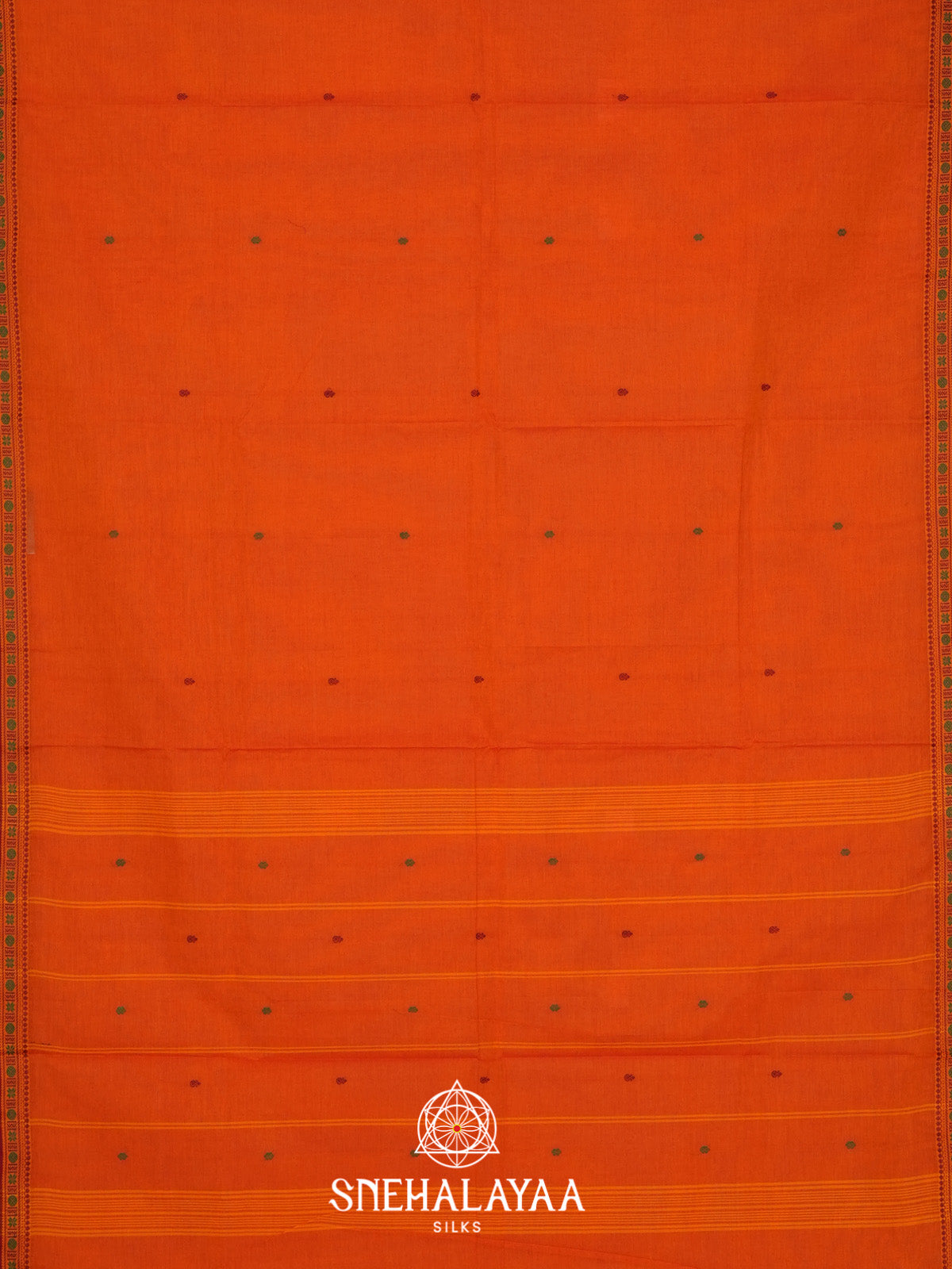 Rust Orange Handloom Cotton Saree