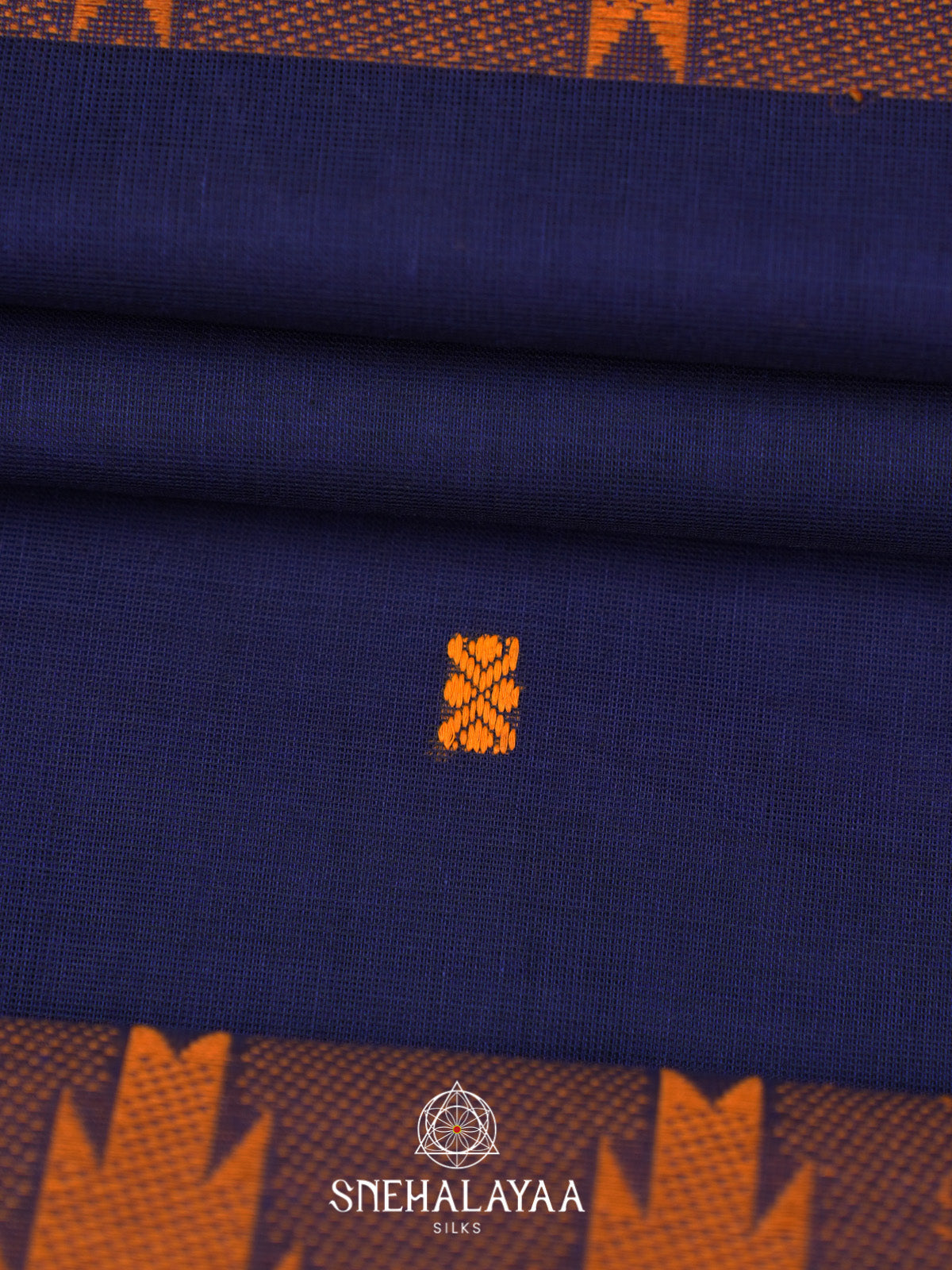 Ink Blue Handloom Cotton Saree
