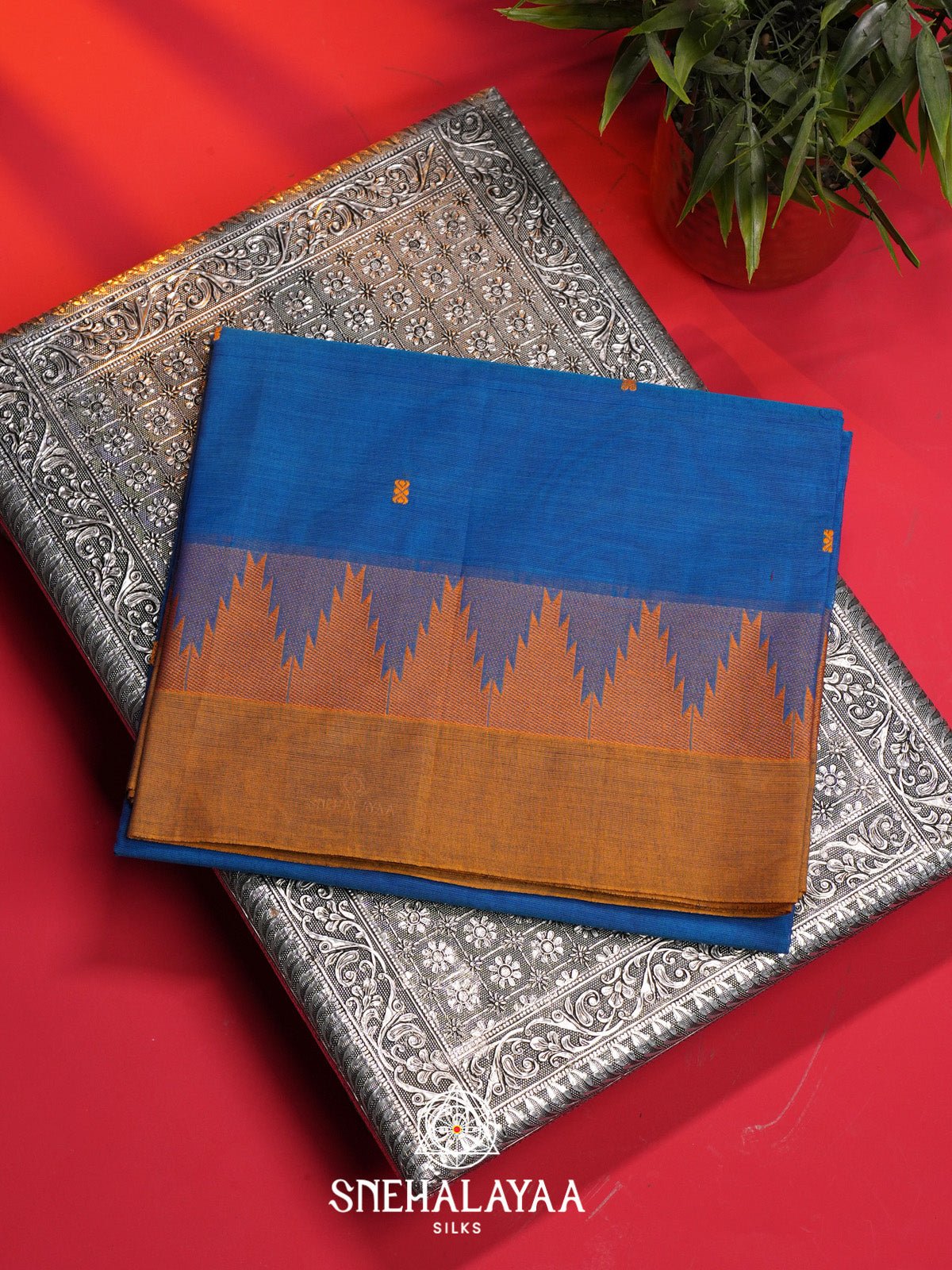 Blue Handloom Cotton Saree