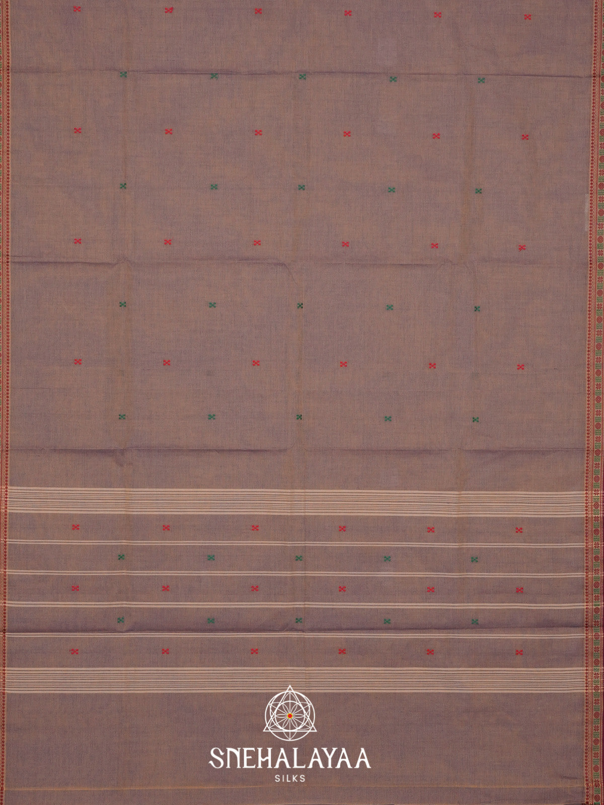 Dusty Brown Handloom Cotton Saree