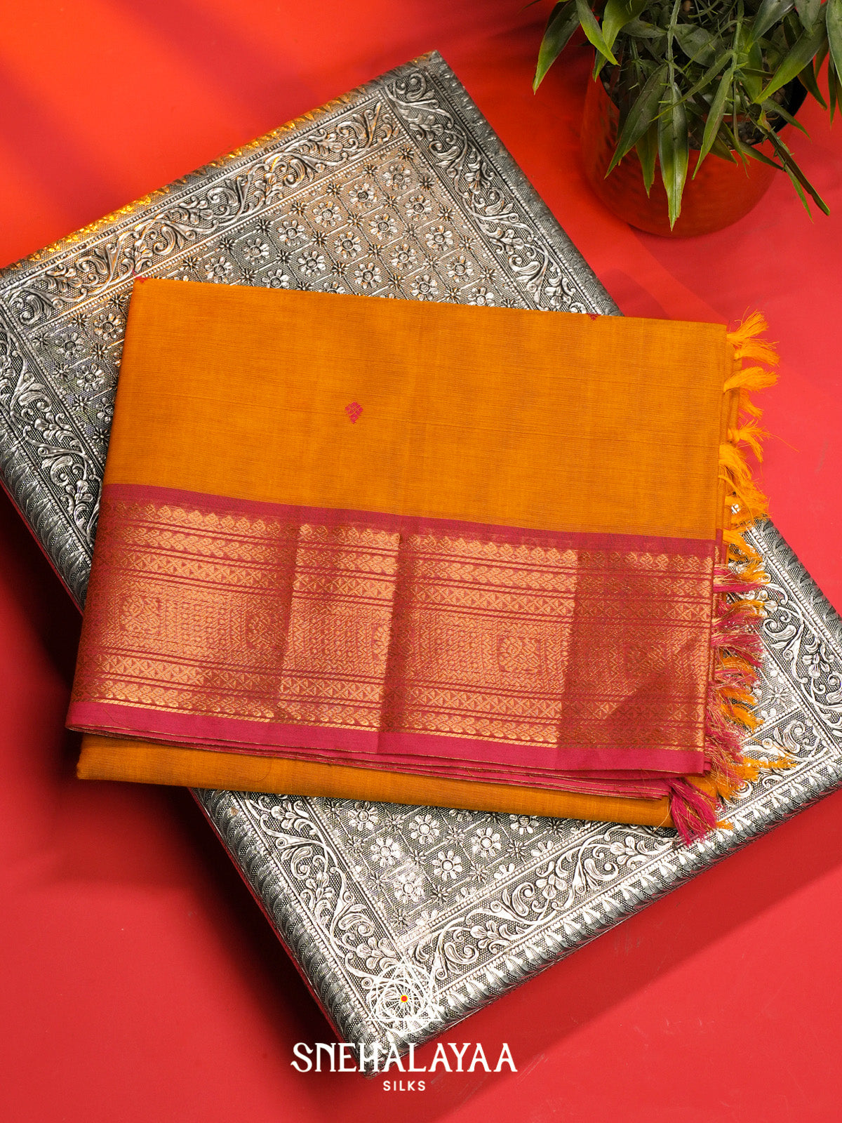 Mango Yellow Handloom Cotton Saree
