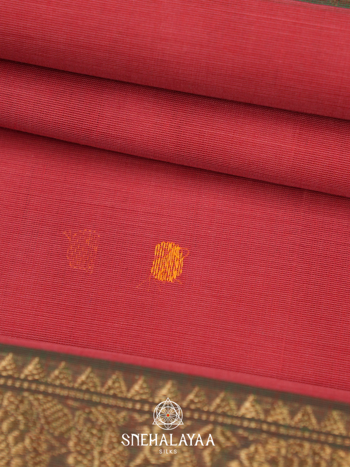 Coral Red Handloom Cotton Saree