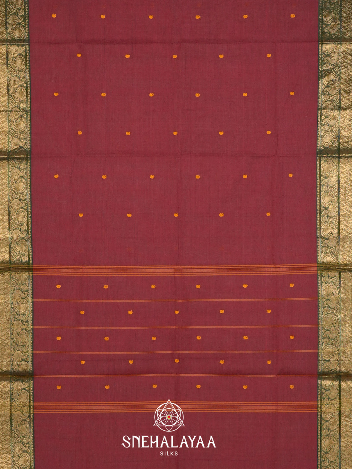 Maroon Handloom Cotton Saree