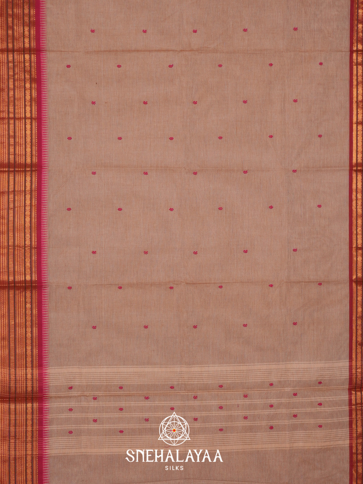 Dusty Brown Handloom Cotton Saree