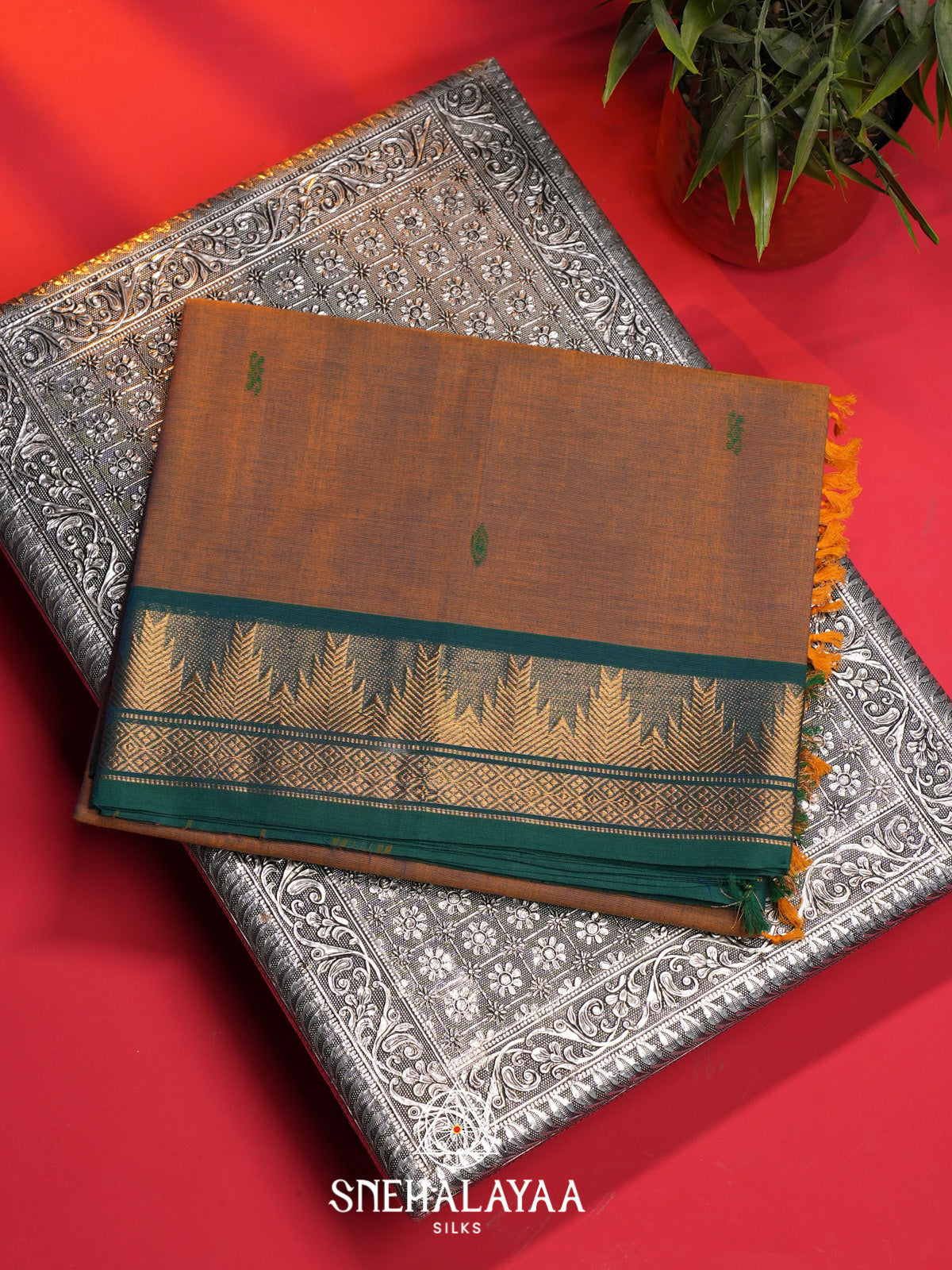 Mustard Handloom Cotton Saree