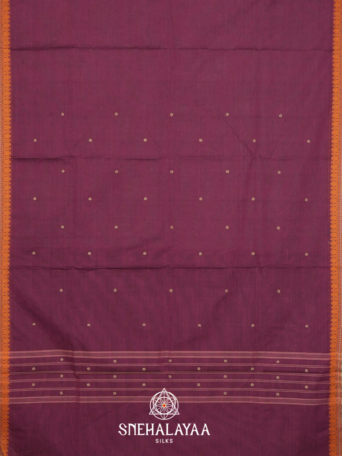 Wine Handloom Cotton Saree