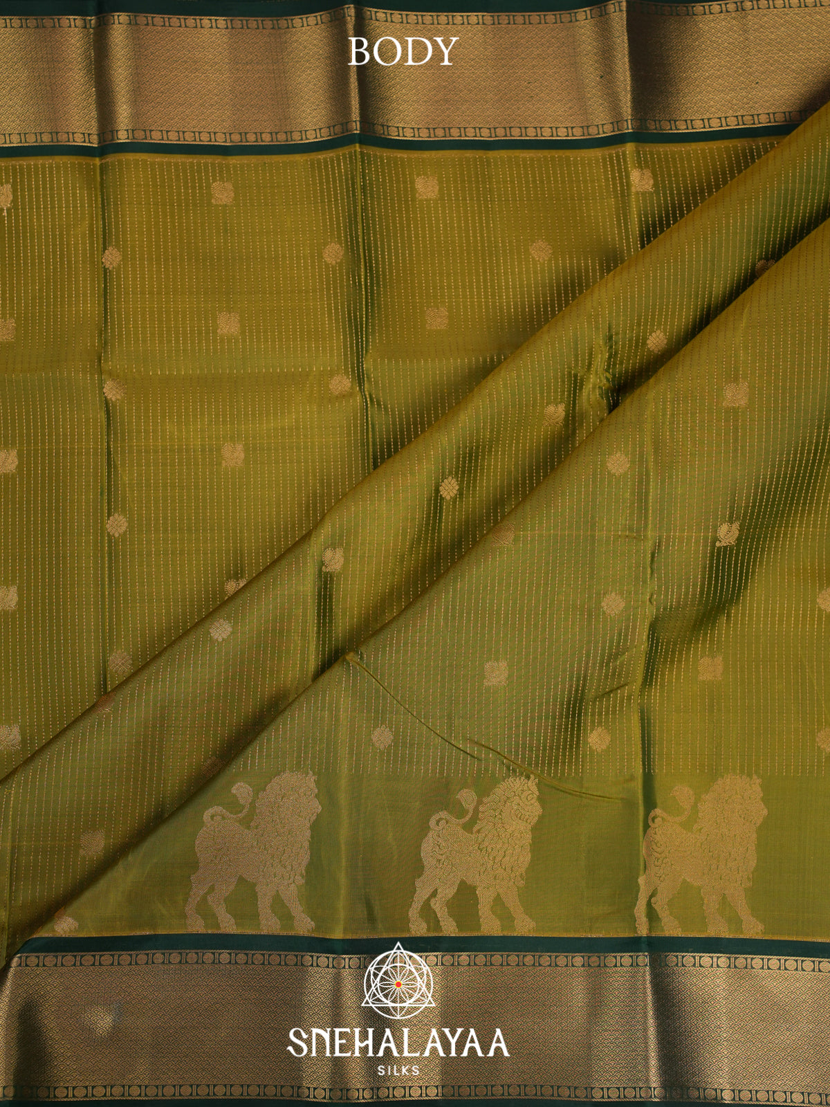 Mehendi Green Kanjivaram Silk Saree