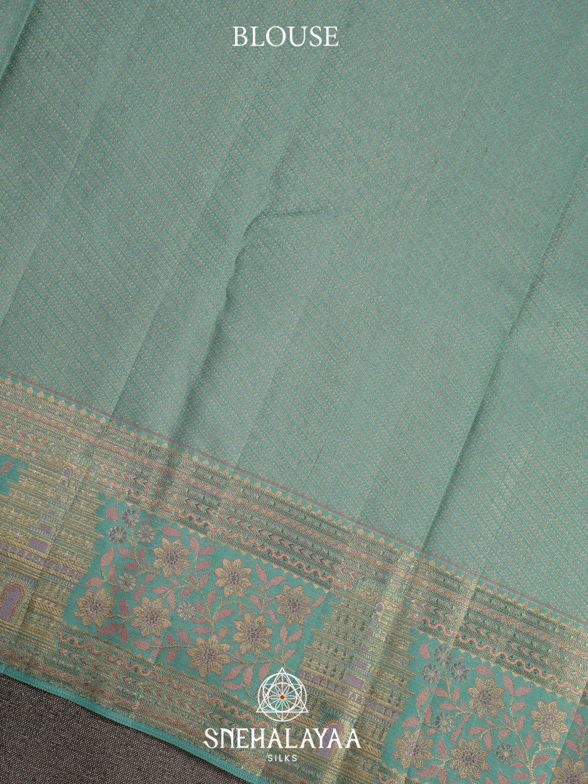 Sky Blue Kanjivaram Silk Saree with Temple Motifs