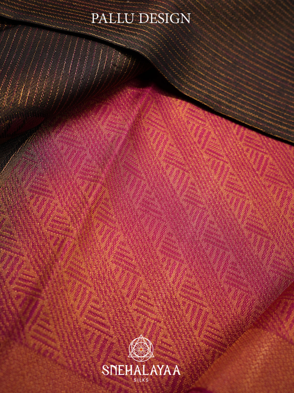 Dark Brown Kanjivaram Silk Saree with Pink Lotus Motifs