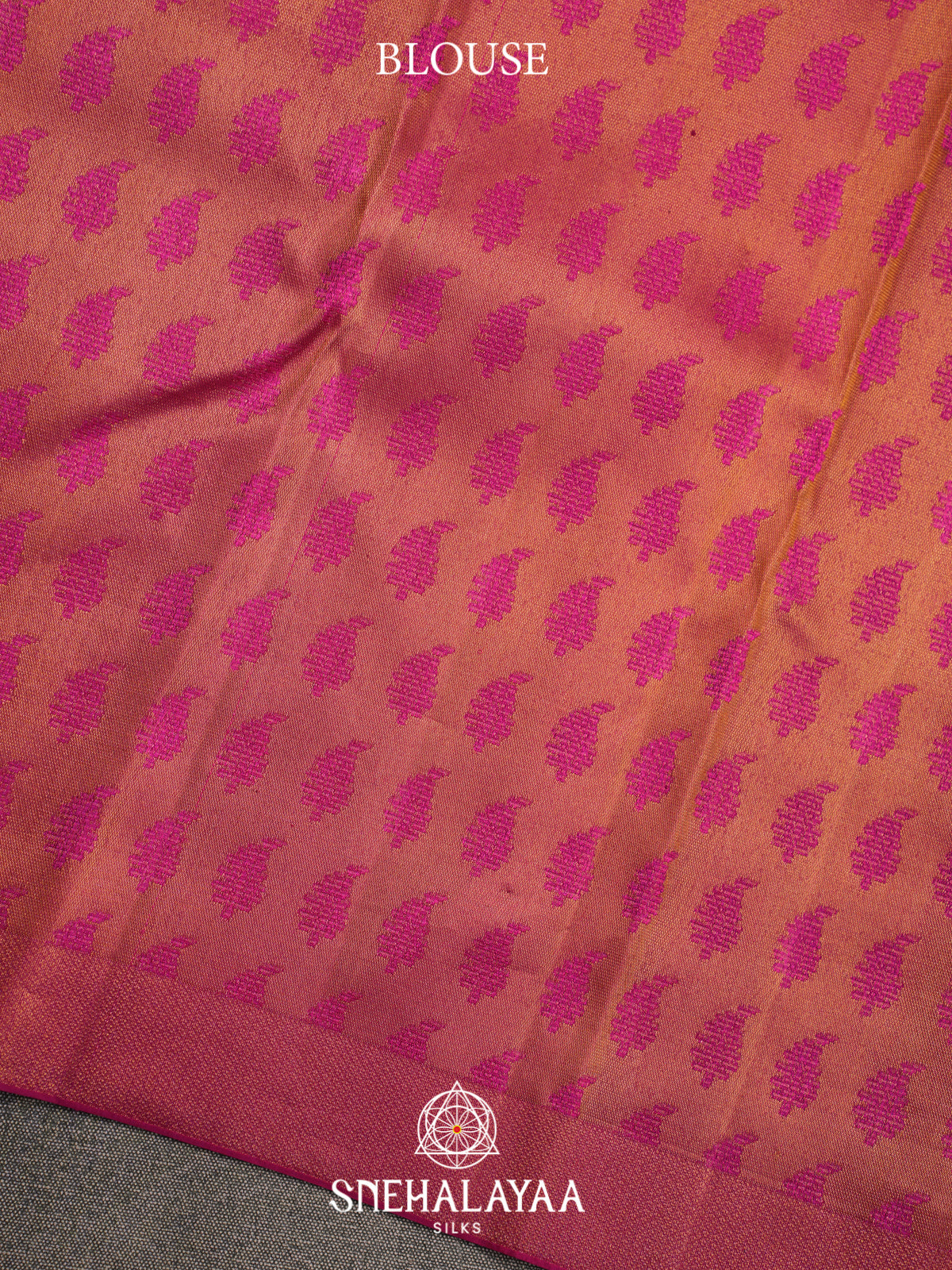 Dark Brown Kanjivaram Silk Saree with Pink Lotus Motifs