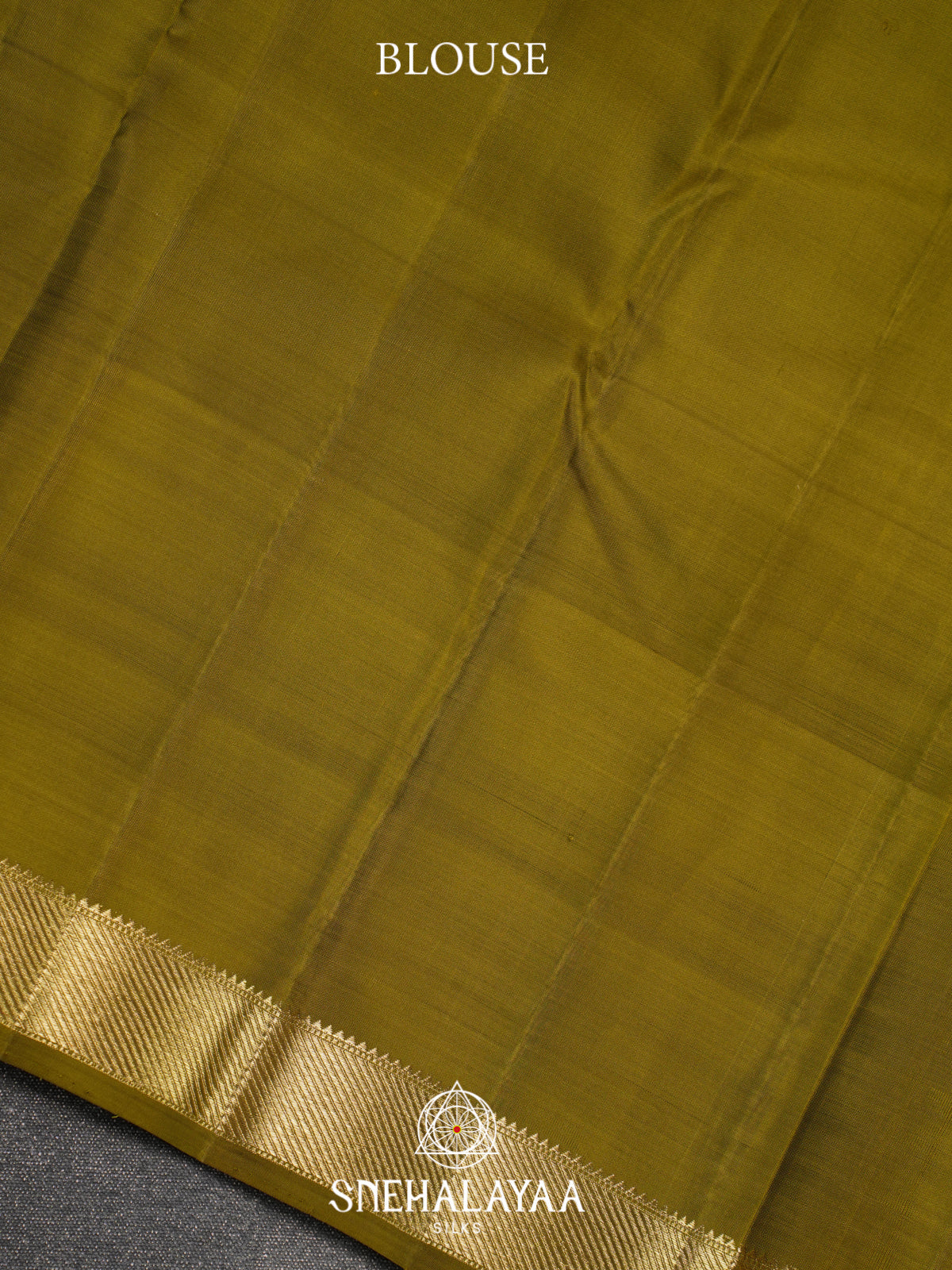 Sky Blue Kanjivaram Silk Saree with Olive Green Elephant Border