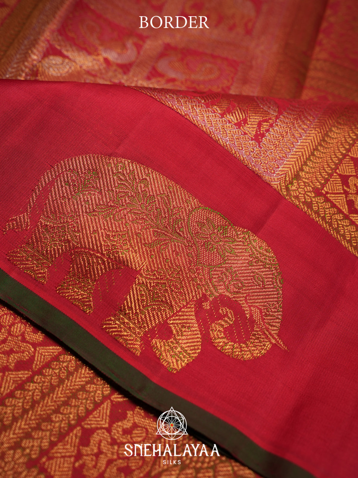 Rani Pink Kanjivaram Silk Saree with Gold Zari Elephant Motifs