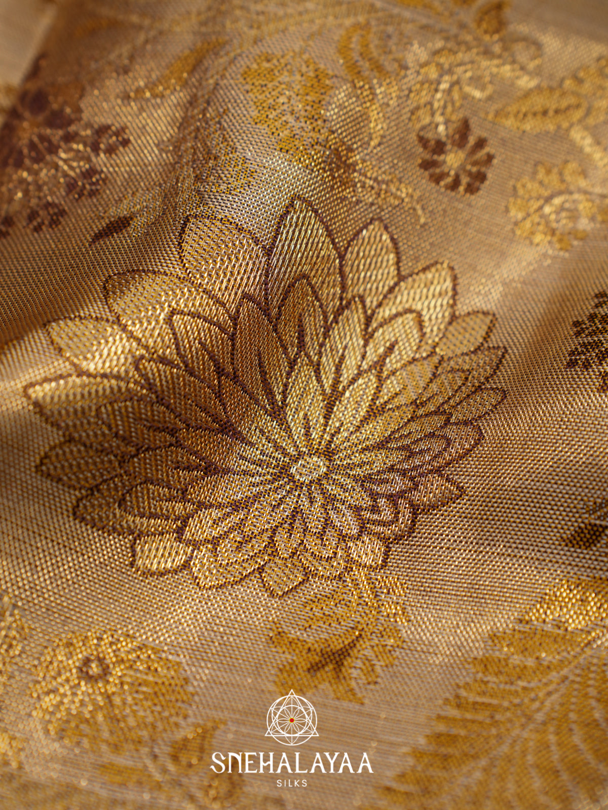 Cream Kanjivaram Silk Saree with Floral Zari Weaving and Purple Border