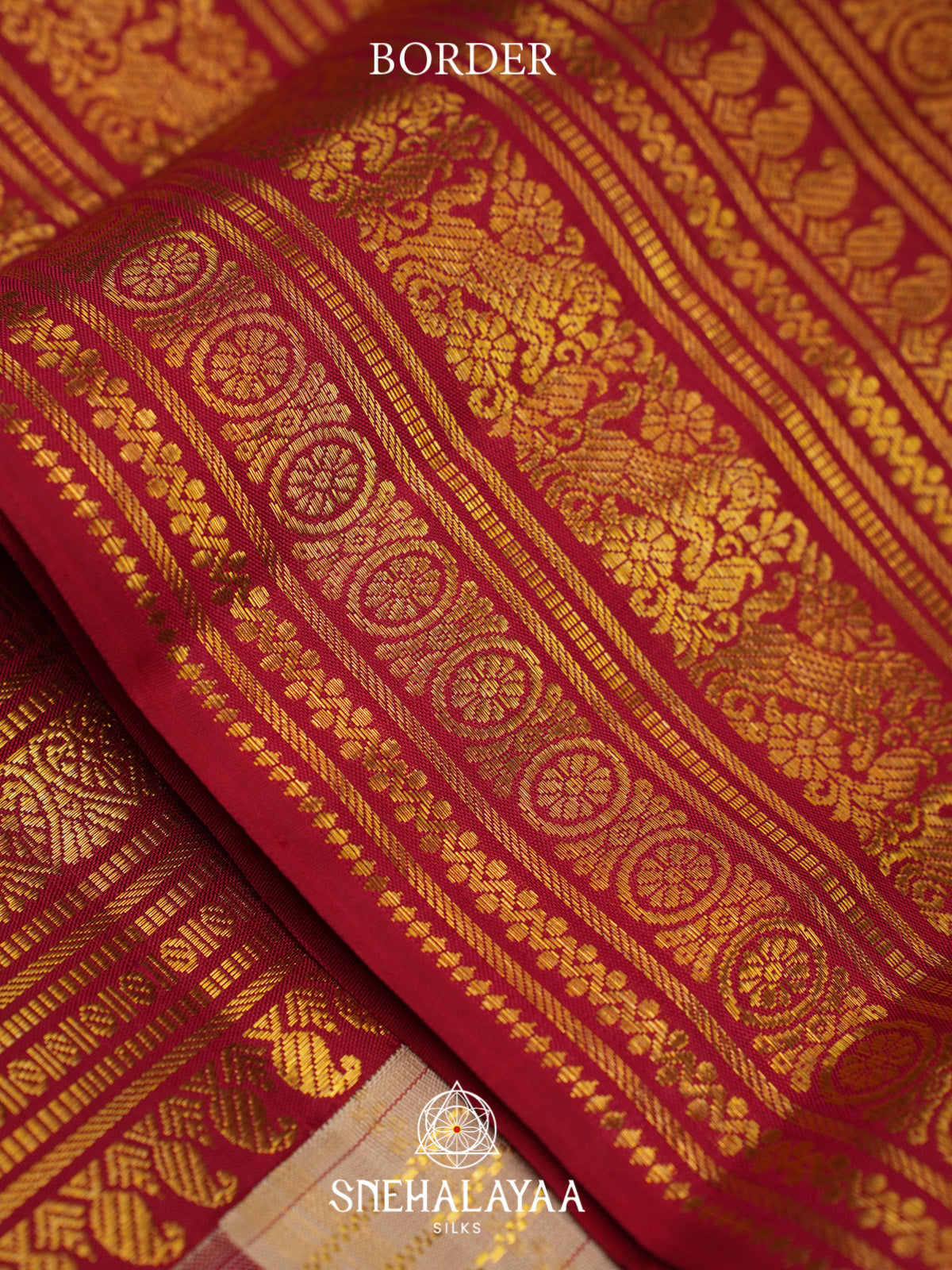 Cream Kanjivaram Silk Saree with Red Zari Border