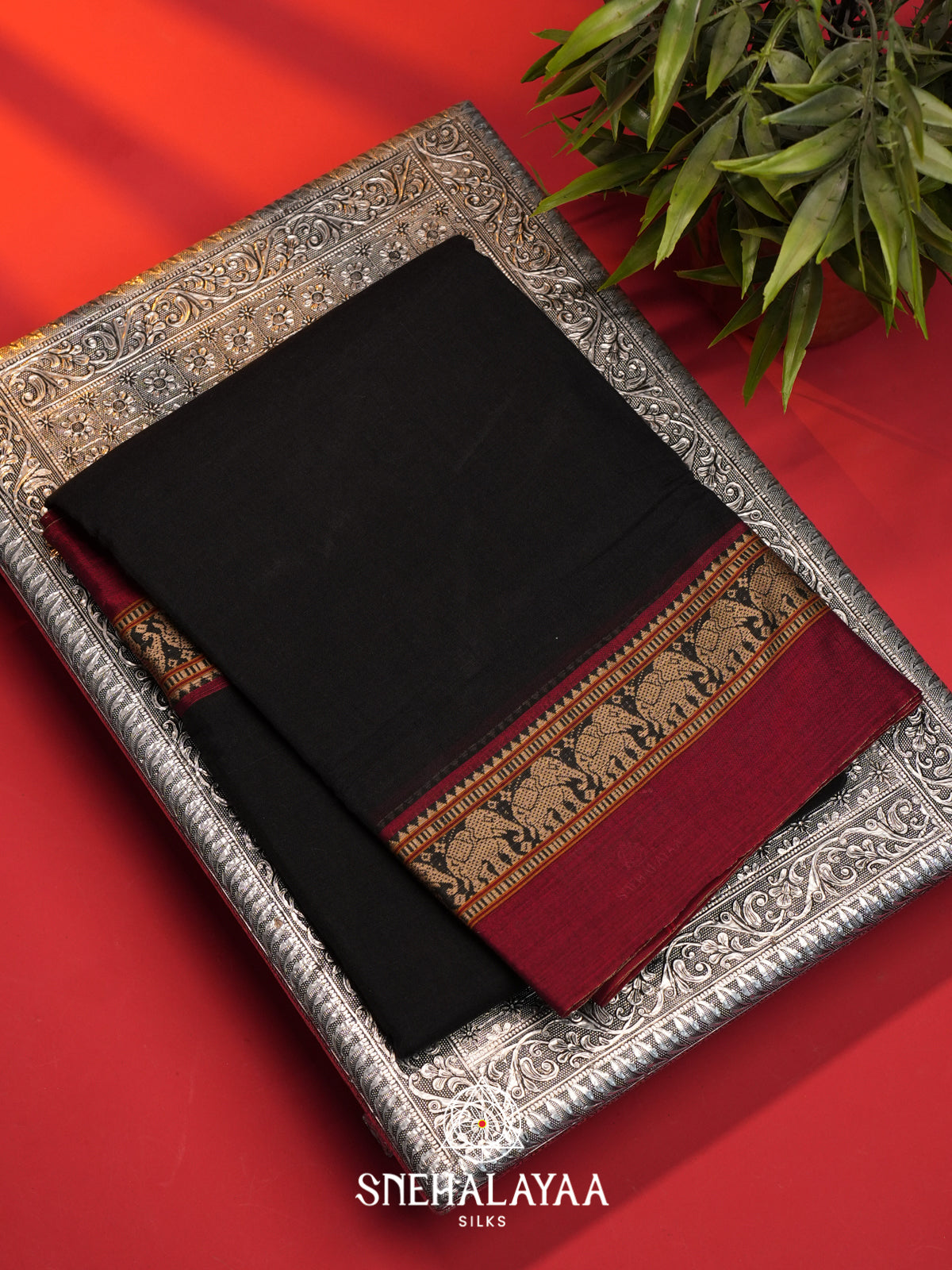 Black Narayanpet Cotton Saree