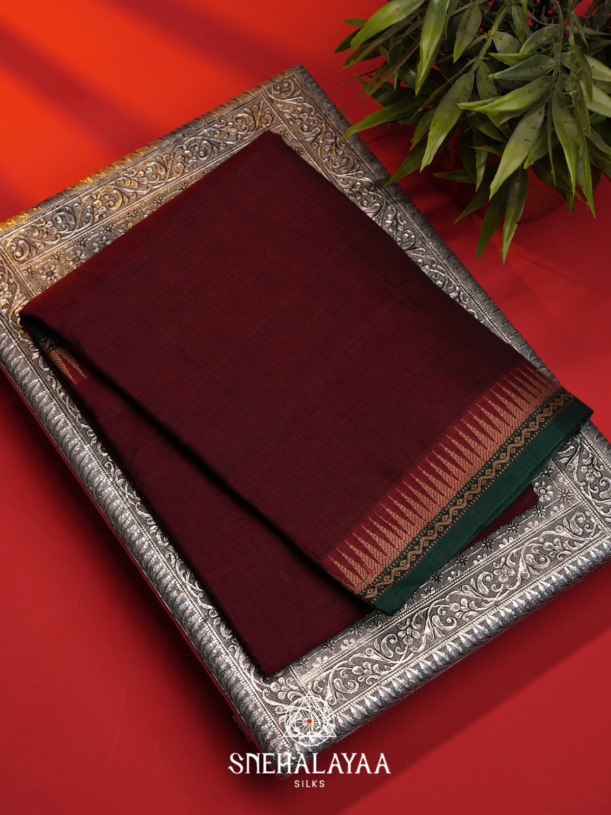 Maroon Narayanpet Cotton Saree