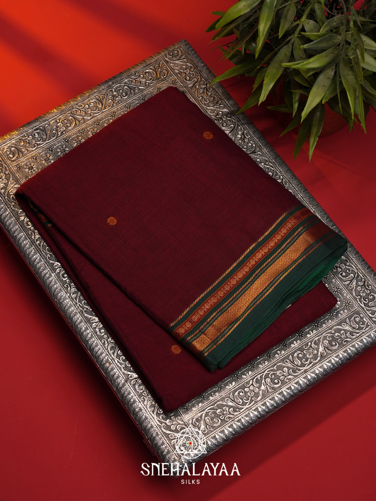 Maroon Narayanpet Cotton Saree