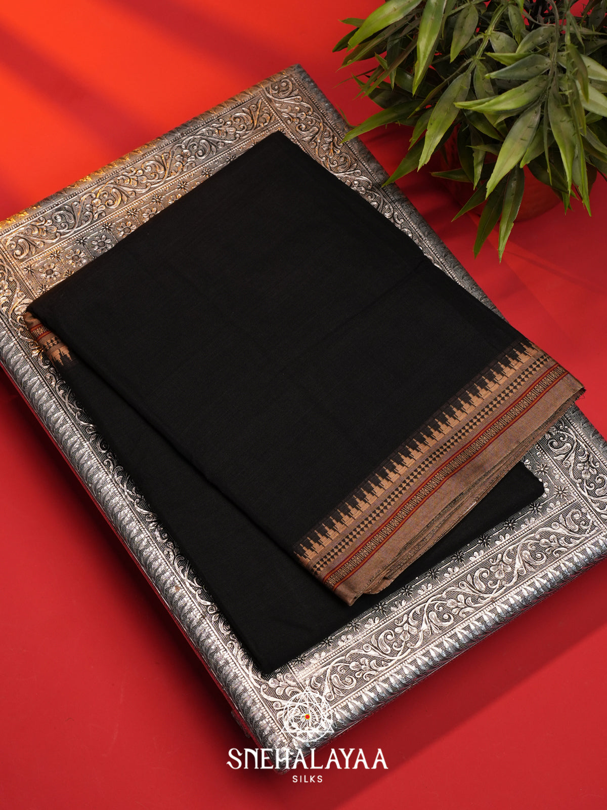 Black Narayanpet Cotton Saree