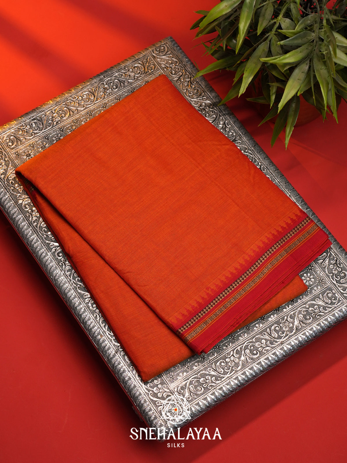 Orange Narayanpet Cotton Saree