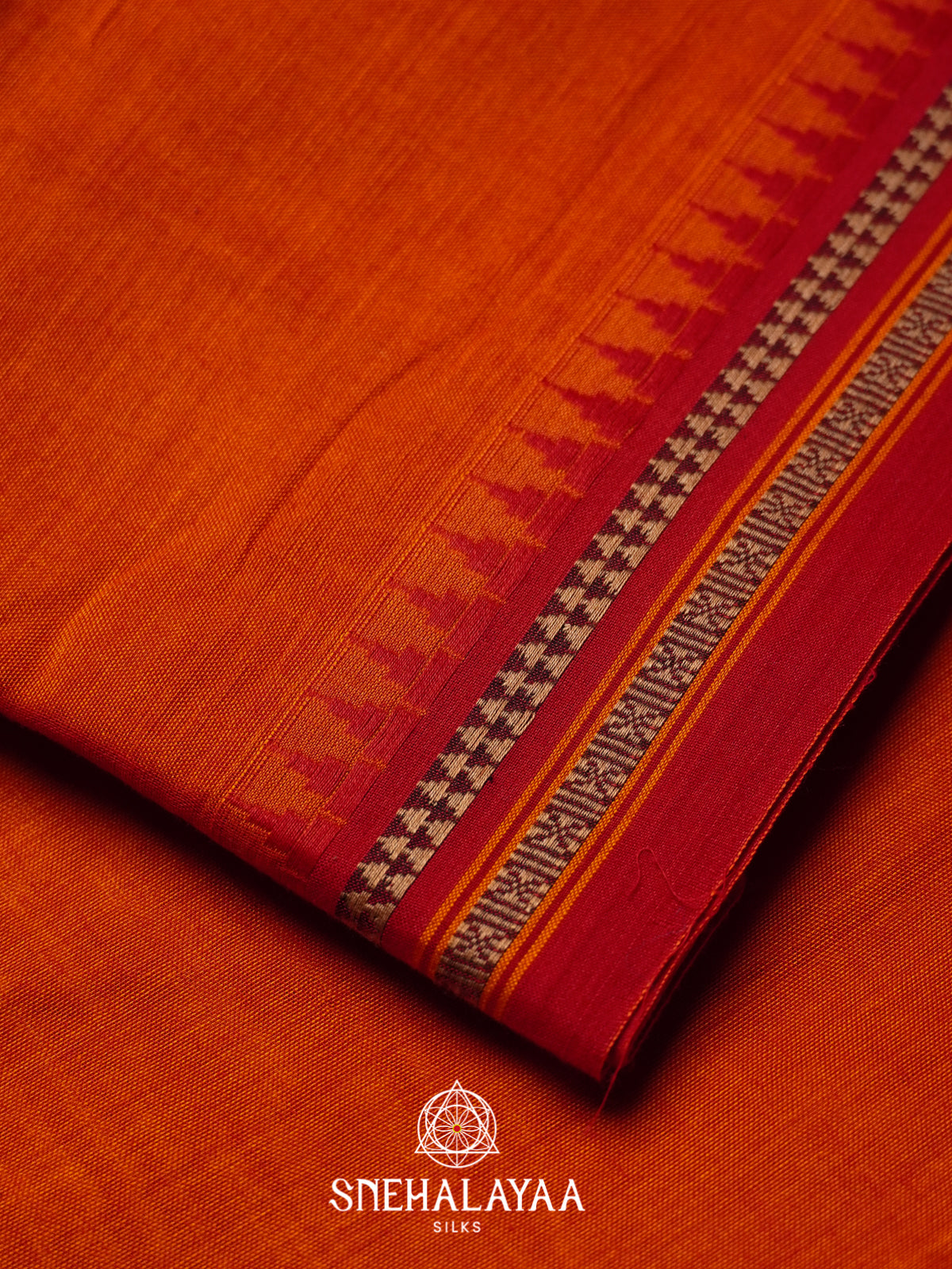 Orange Narayanpet Cotton Saree