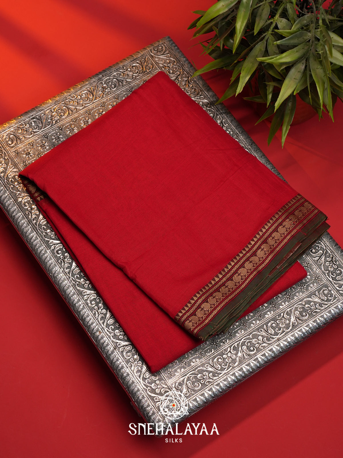 Red Narayanpet Cotton Saree