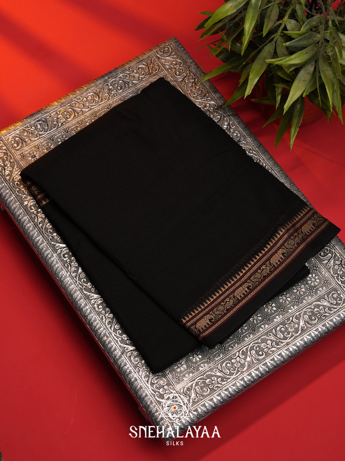 Black Narayanpet Cotton Saree