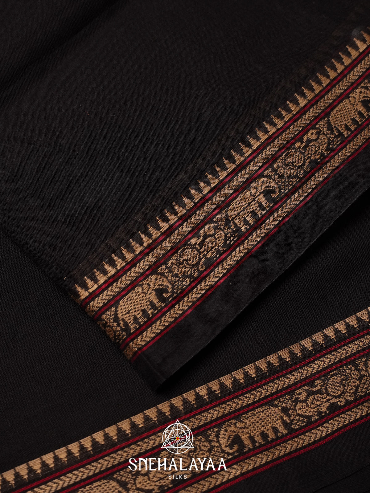 Black Narayanpet Cotton Saree