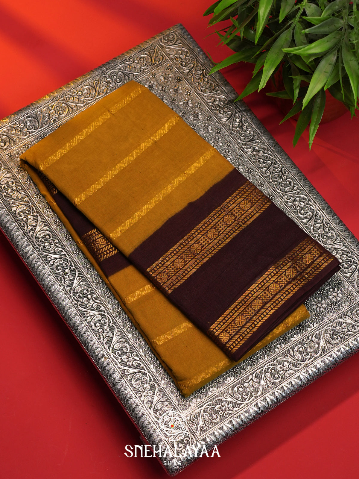 Mustard Yellow Sungadi Cotton Saree