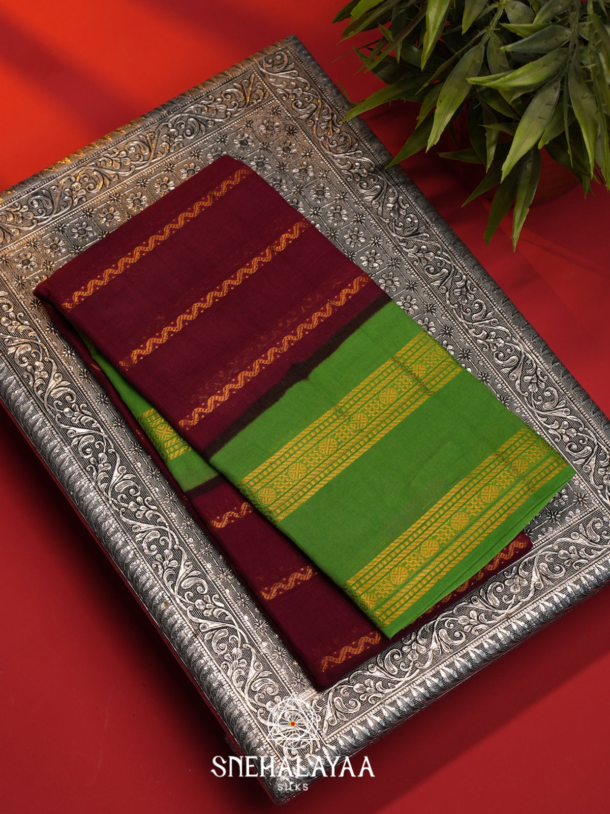 Maroon Sungadi Cotton Saree