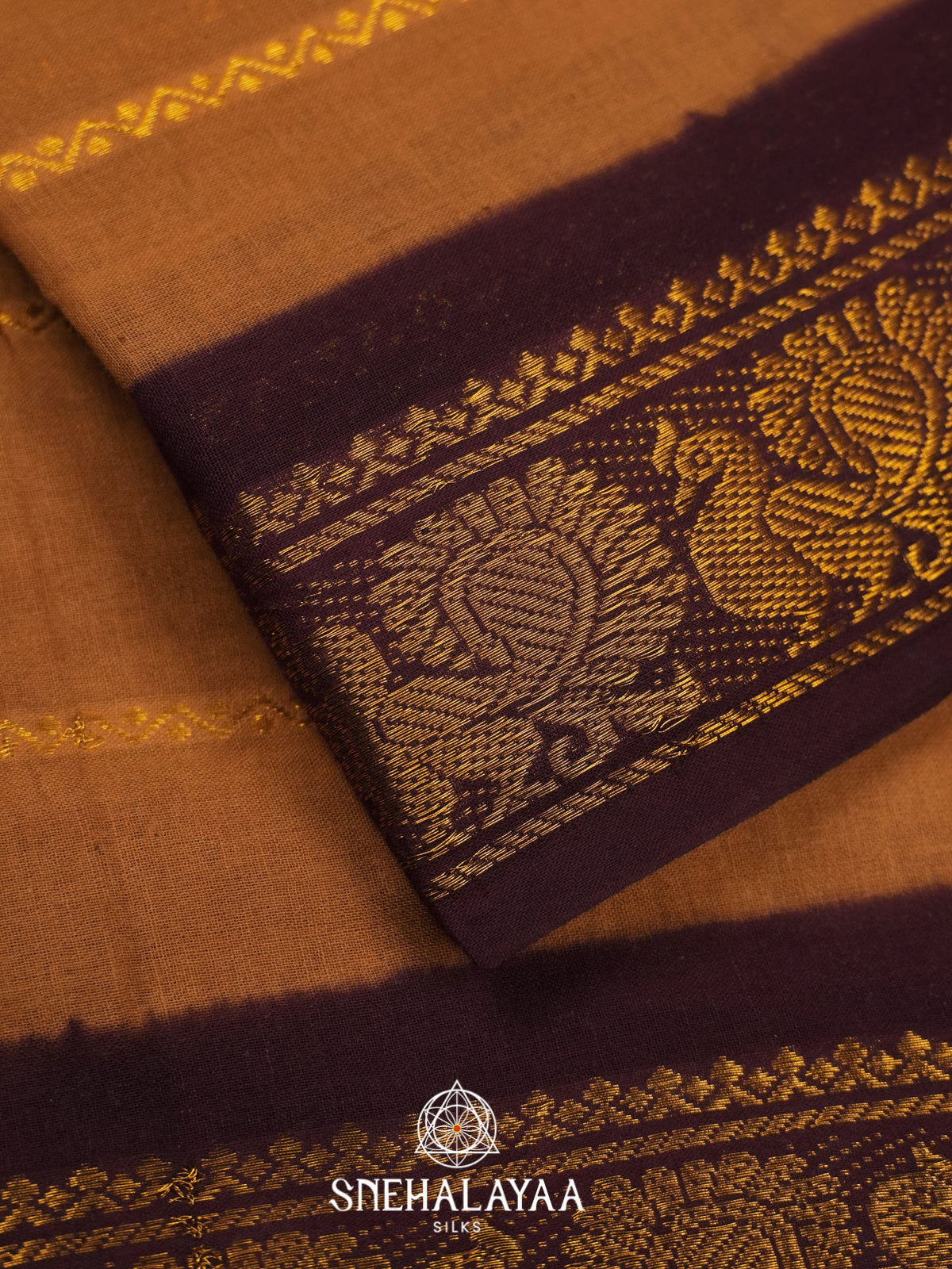 Rust Orange Sungadi Cotton Saree