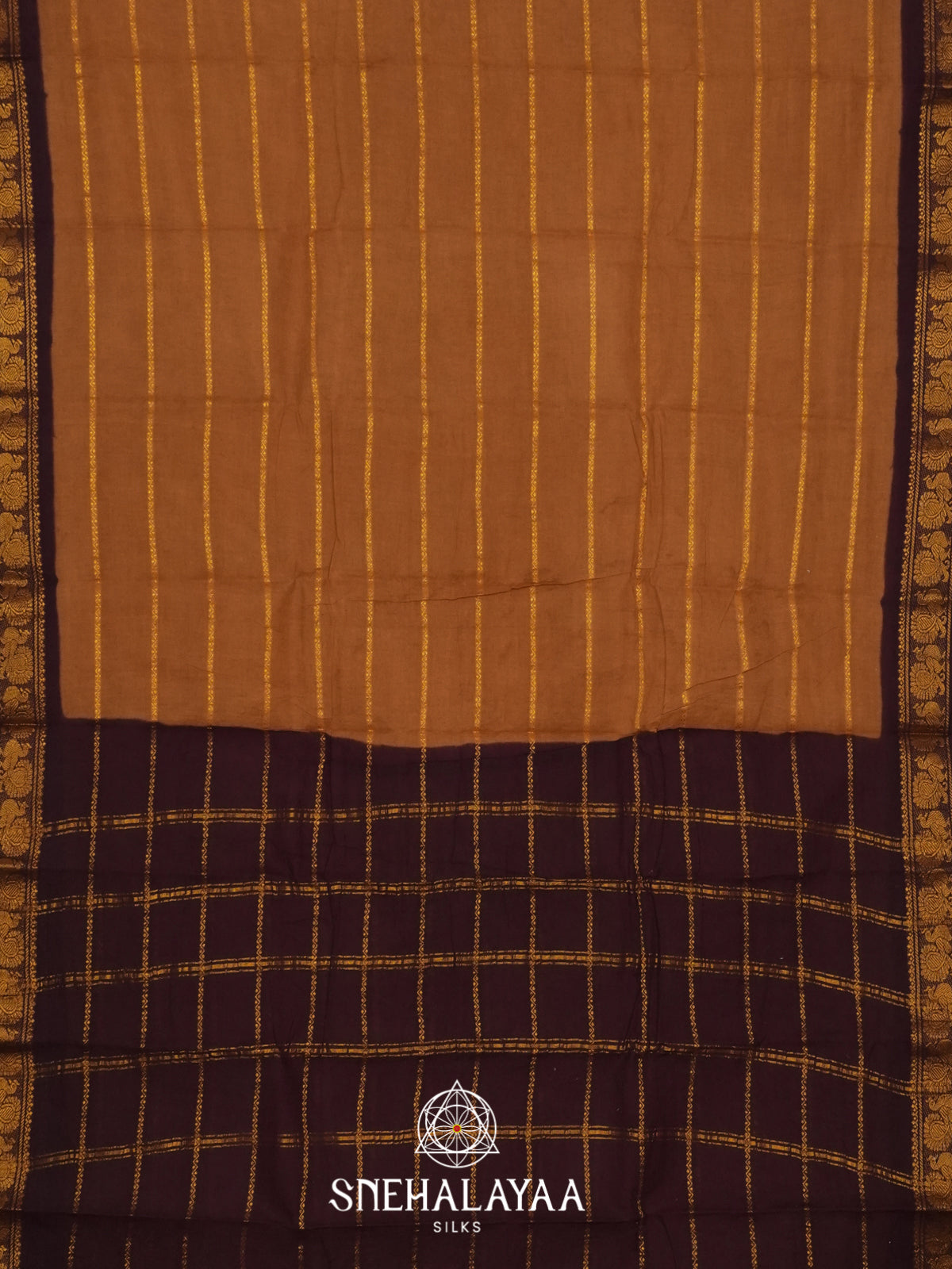 Rust Orange Sungadi Cotton Saree