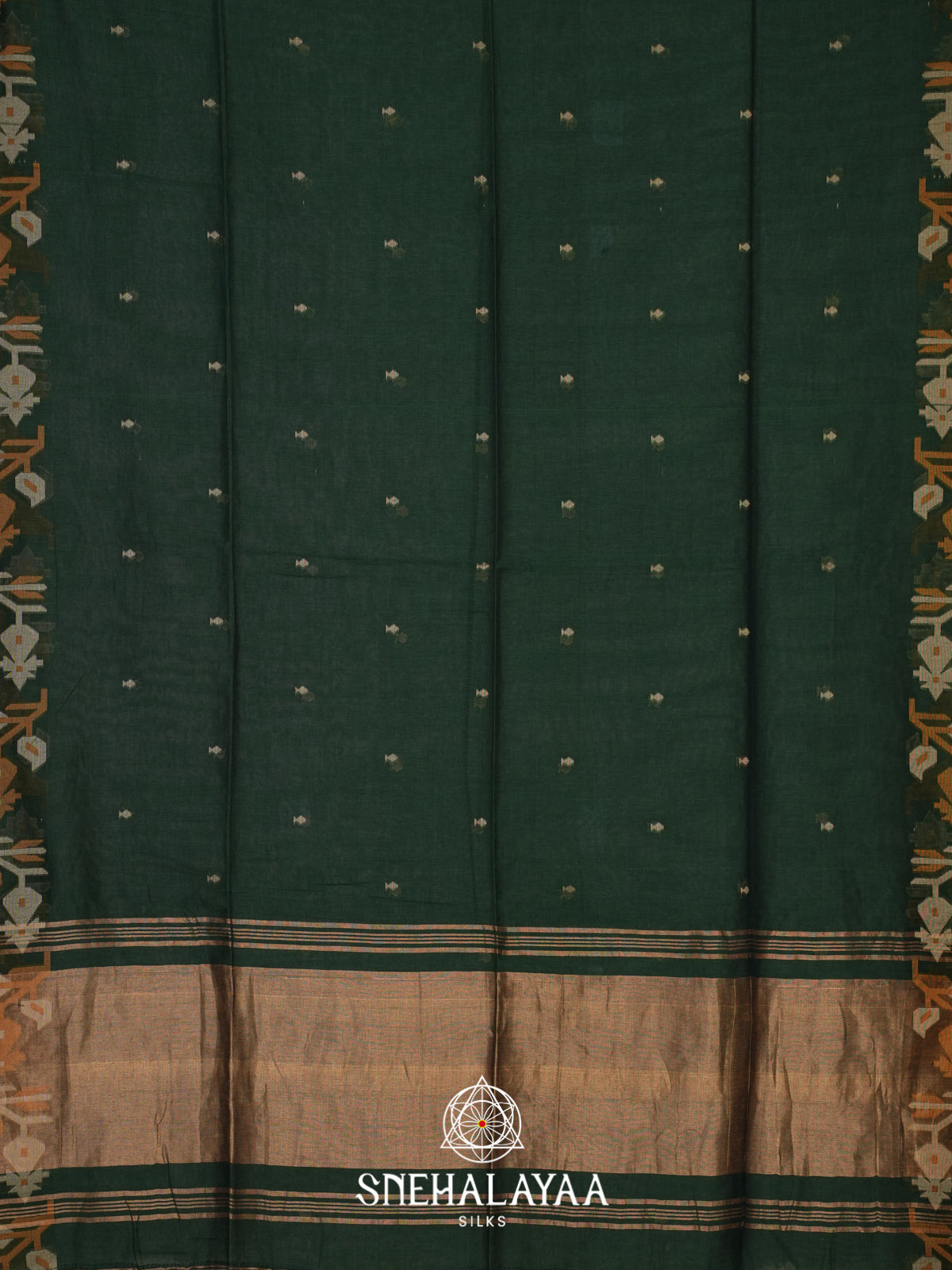 Forest Green Mul Cotton Saree