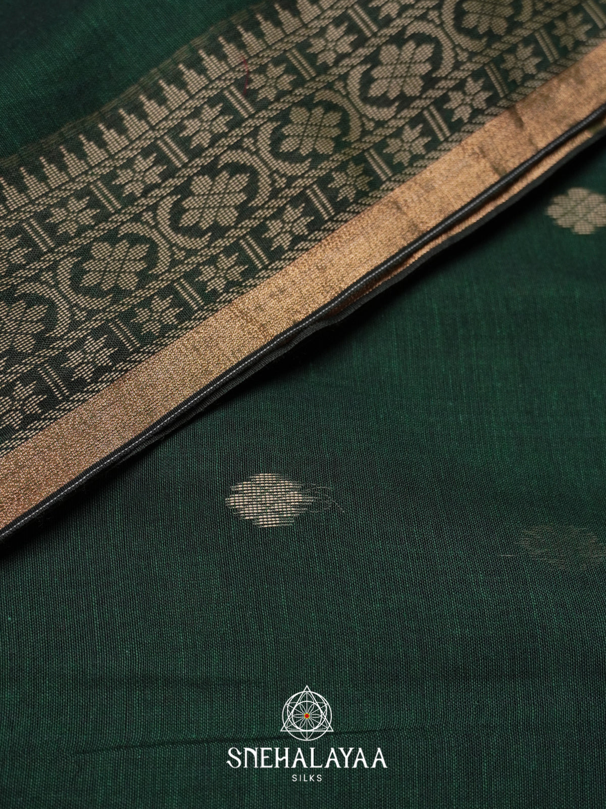 Bottle Green Mul Cotton Saree