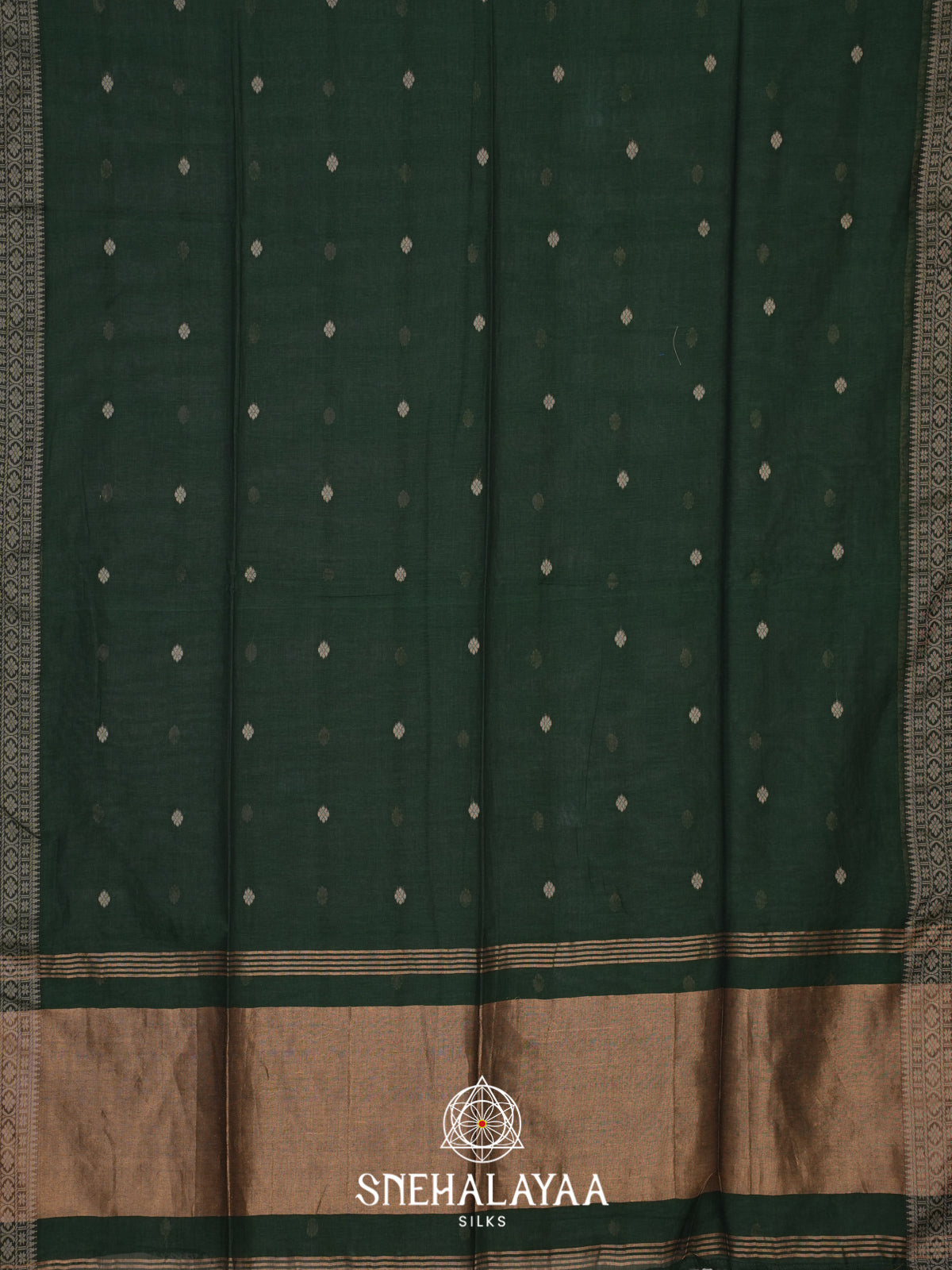 Bottle Green Mul Cotton Saree