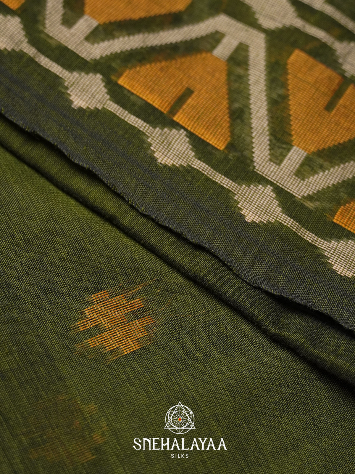 Olive Green Mul Cotton Saree