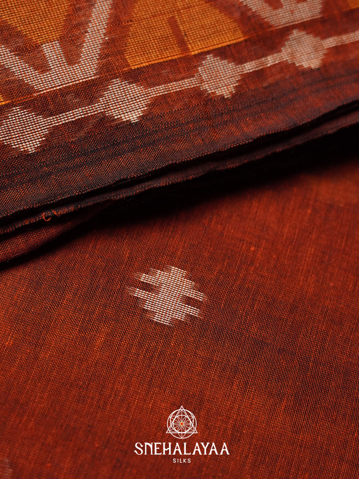 Rust Orange Mul Cotton Saree