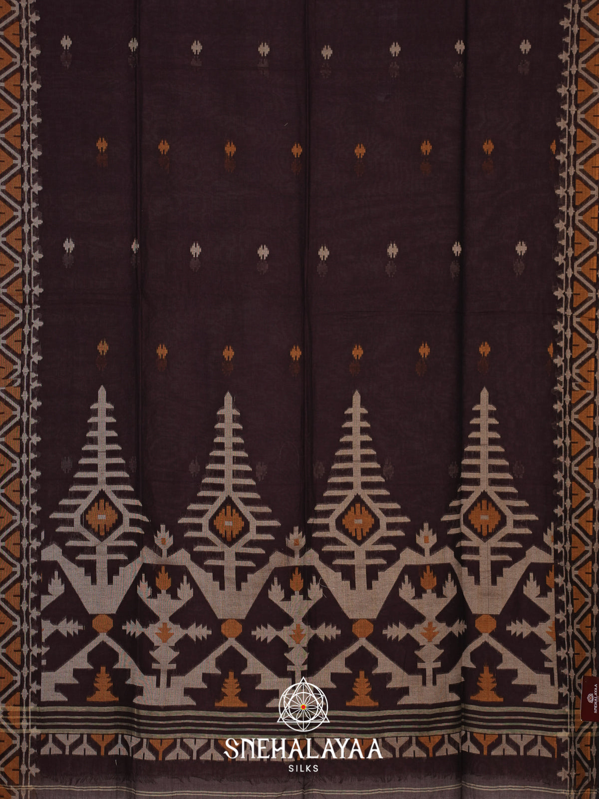 Chocolate Brown Mul Cotton Saree