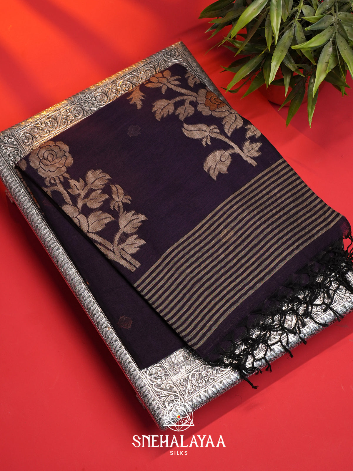 Purple Mul Cotton Saree