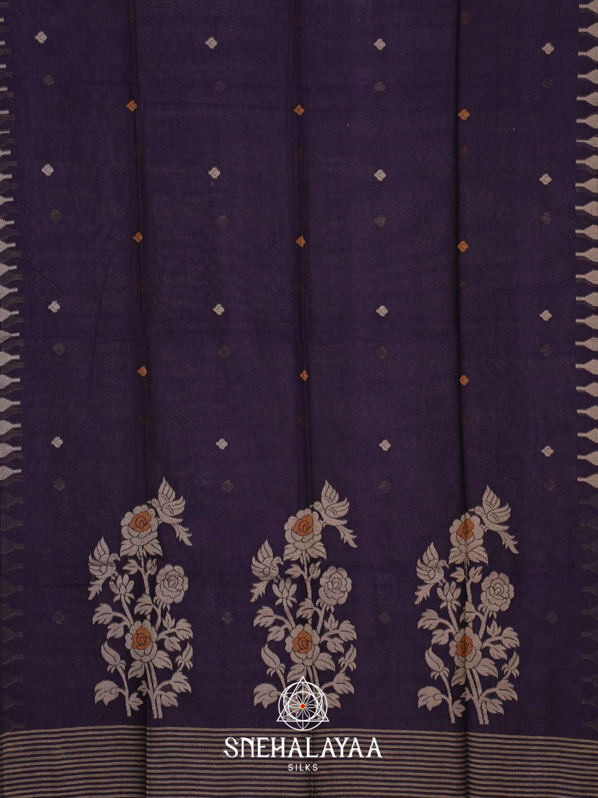 Purple Mul Cotton Saree