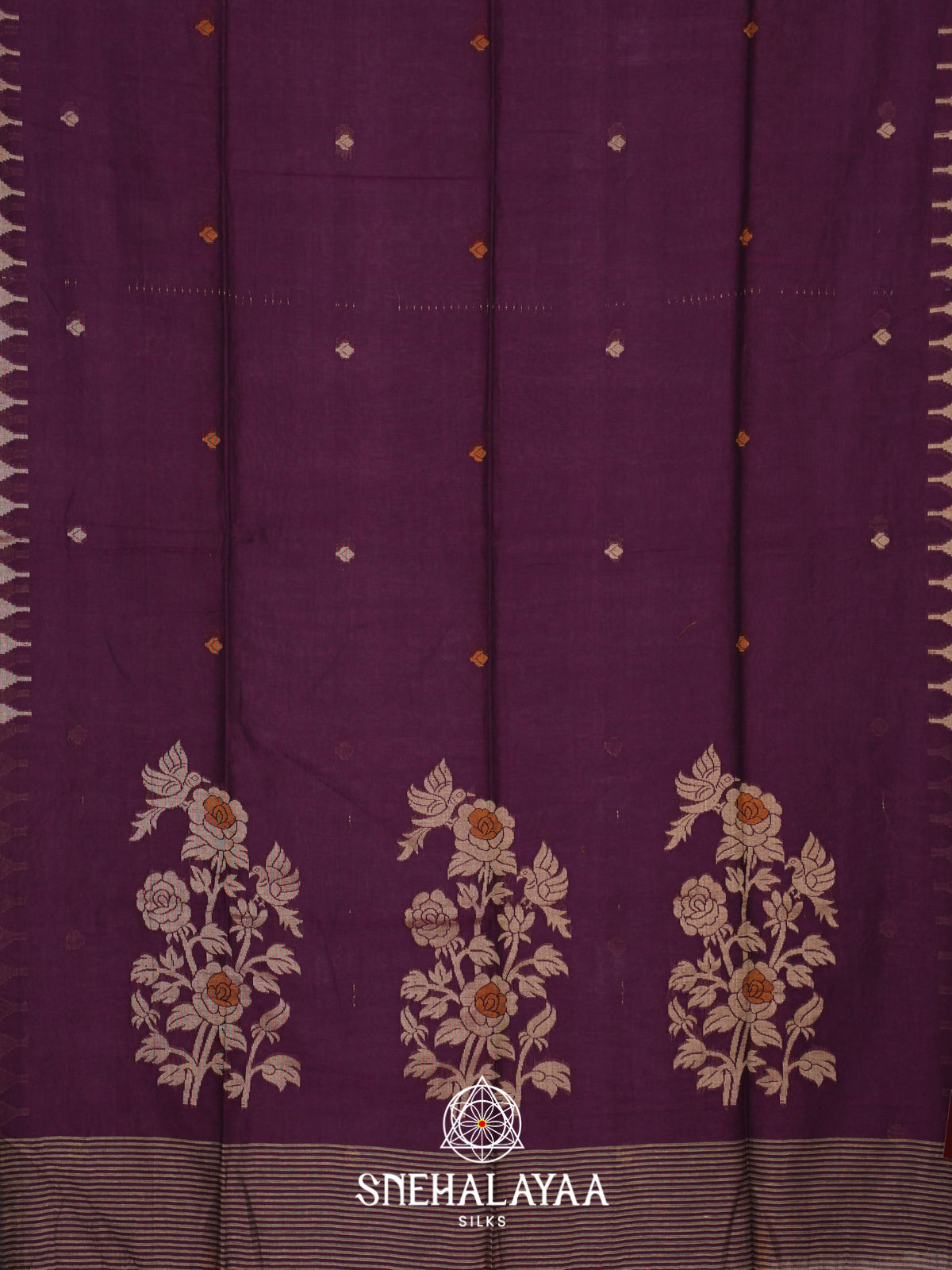 Purple Mul Cotton Saree