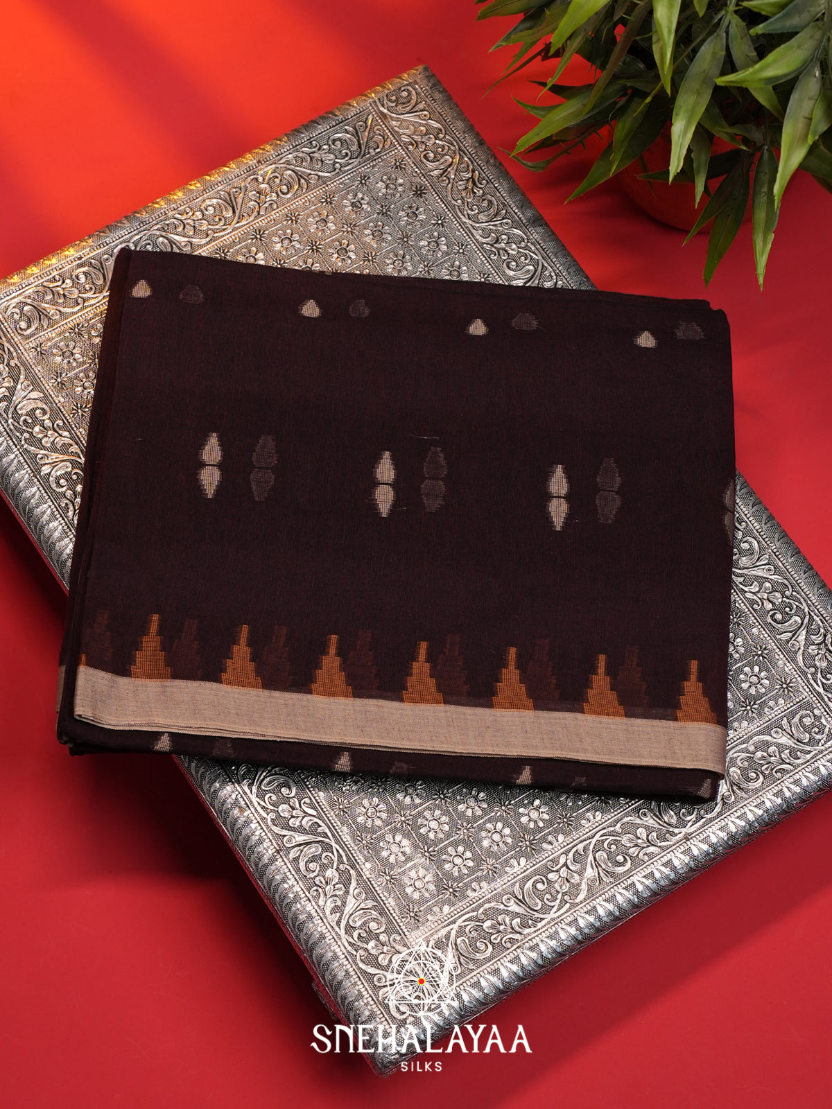 Wine Mul Cotton Saree