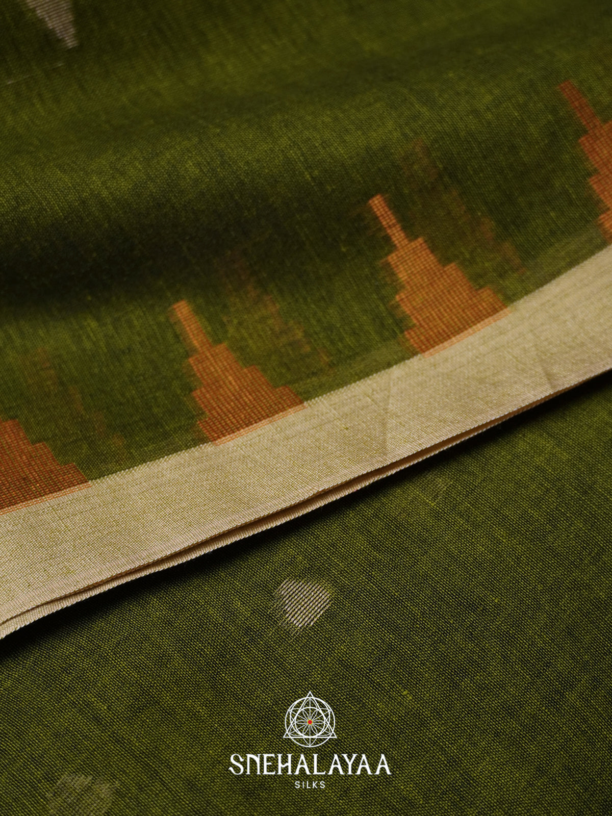 Olive Green Mul Cotton Saree