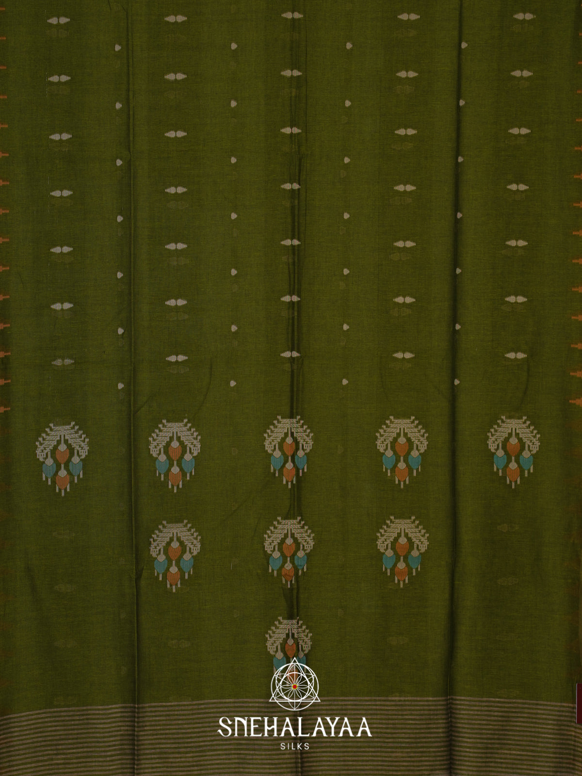Olive Green Mul Cotton Saree