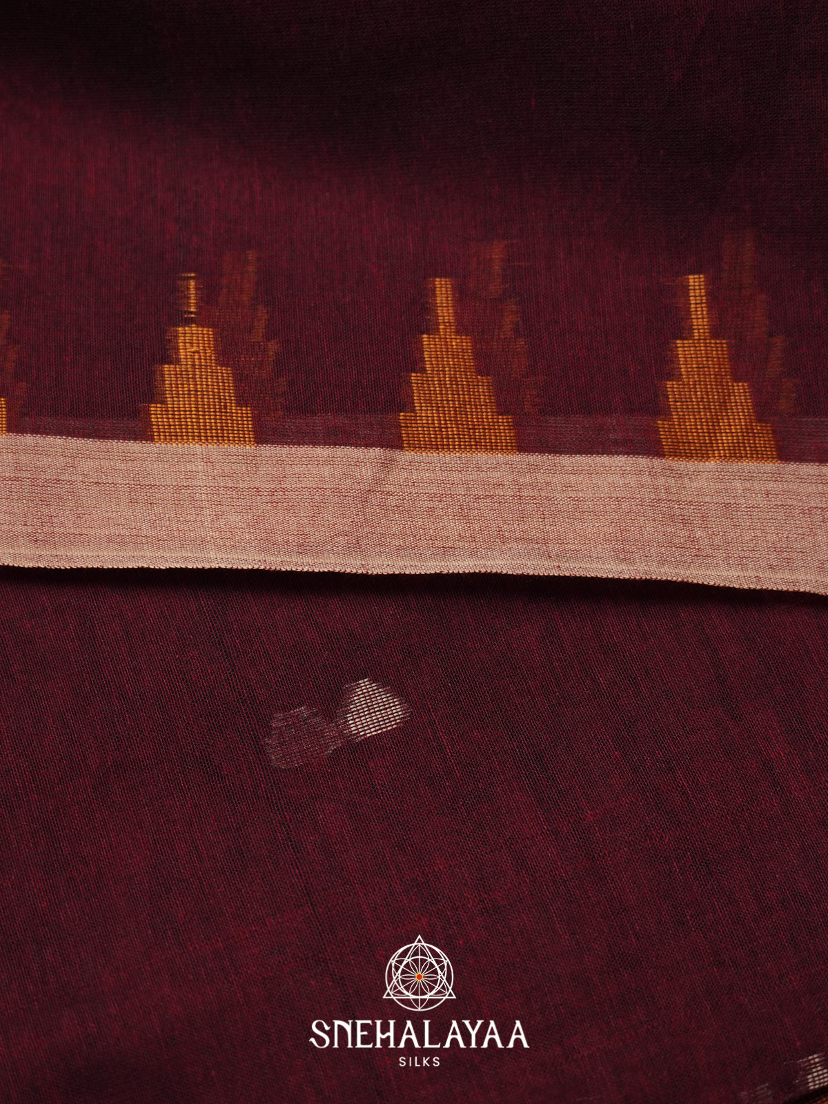 Burgundy Mul Cotton Saree