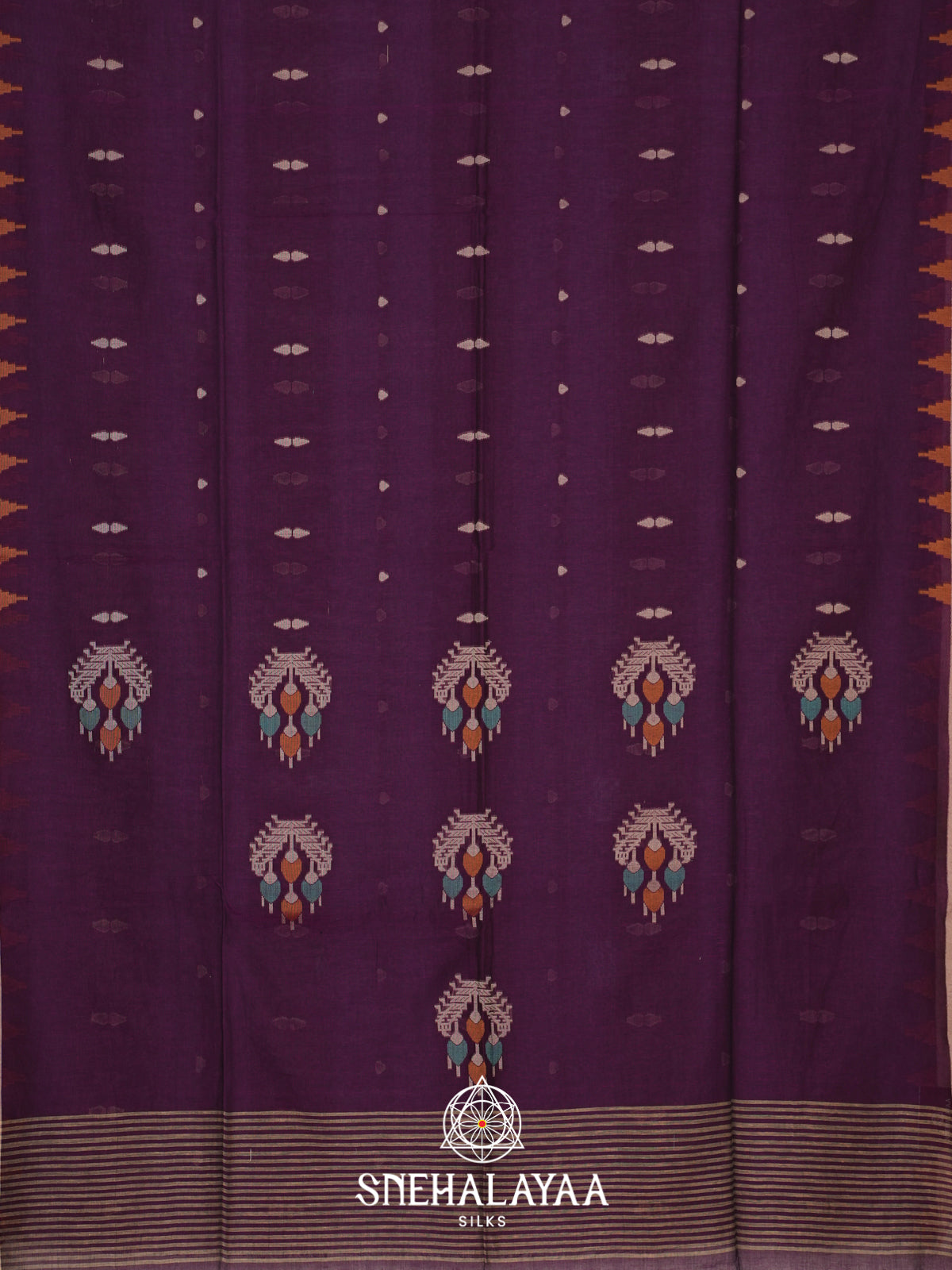 Purple Mul Cotton Saree