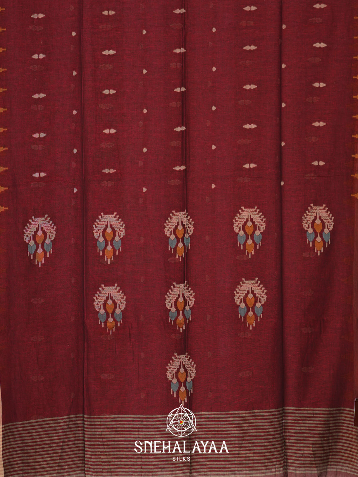 Maroon Mul Cotton Saree